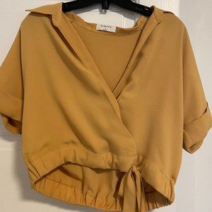 Babaton Cropped Dress shirt, mustard
